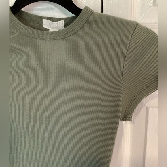 Full Tilt - Olive Green Ribbed T-Shirt - Sz Small - Picture 4 of 4